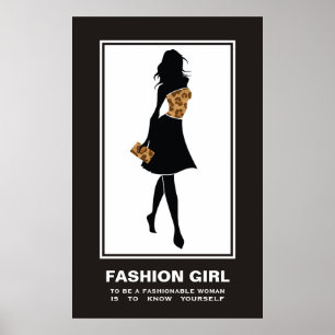 Chica de moda poster de impresión de leopardo marr