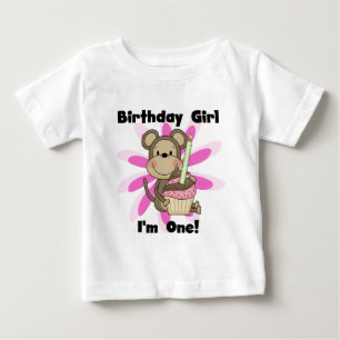 Chica de mono Primer camisetas de cumpleaños y reg