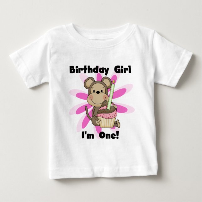 Chica de mono Primer camisetas de cumpleaños y reg (Anverso)