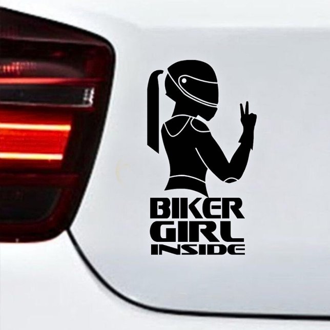 Chica de motociclismo dentro del Pegatina de la De (Subido por el creador)