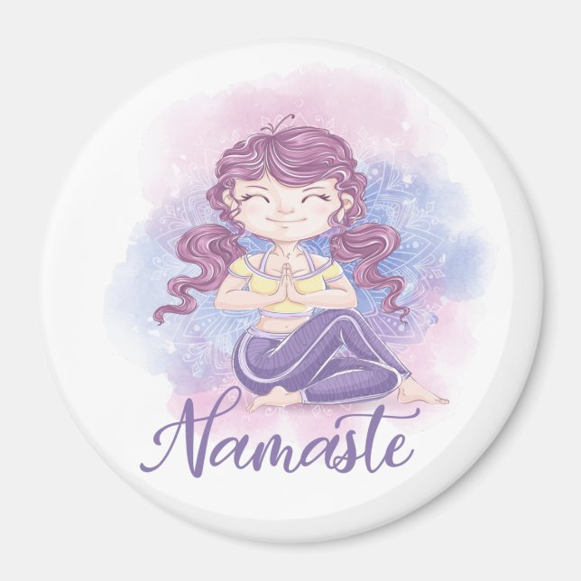 Chica de Namaste Yoga Imán (Frente)