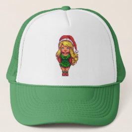 Chica de Navidad con gorra de camionero