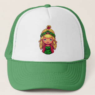 Chica de Navidad con gorra de camionero