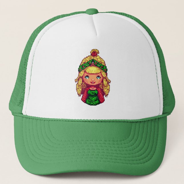 Chica de Navidad con gorra de camionero (Anverso)