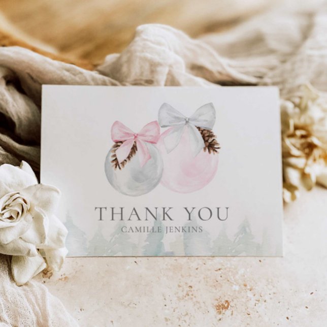 Chica de navidades Baby Shower Gracias tarjeta (Christmas Girl Baby Shower Thank you card)