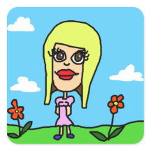 Chica de Ojos Marrones Pegatina Cuadrada