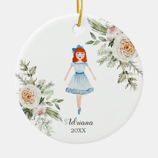 Chica de ornamentos de Red Hair Personalized Nutcr (Frente)