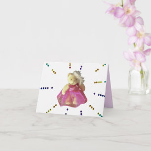 Chica de oso de peluche rosa tarjeta de cumpleaños