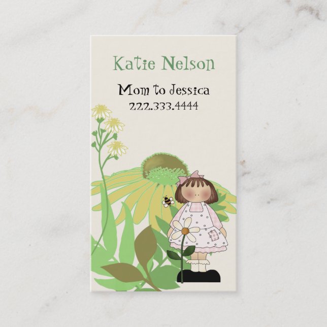 Chica de país con tarjeta mami de flores (Anverso)
