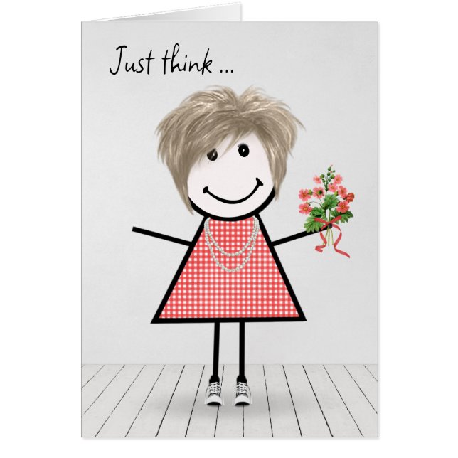 Chica de palitos con ramo de cumpleaños (Frente)