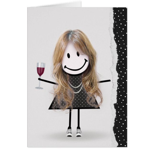 Chica de palitos de cumpleaños con vino y zapatill (Frente)