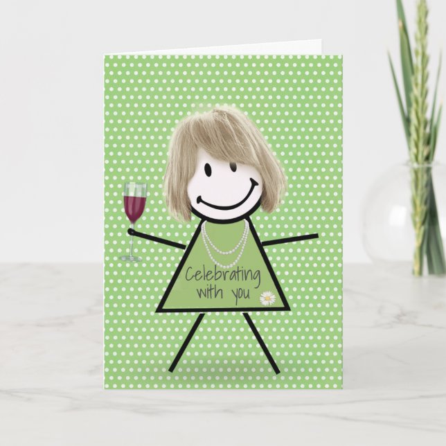 Chica de Palitos de Cumpleaños en Tarjeta de Lunar (Anverso)