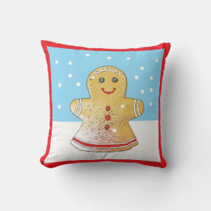 Chica de pan de jengibre cuadrado almohada de niev