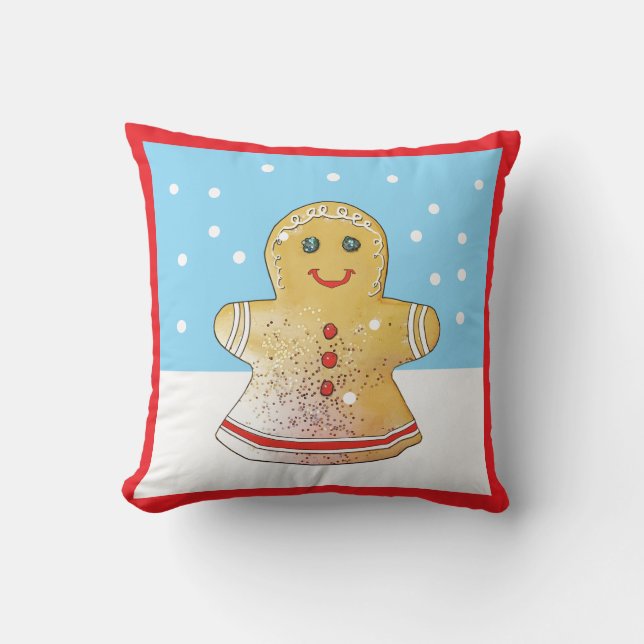 Chica de pan de jengibre cuadrado almohada de niev (Anverso)