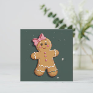 Chica de pan de jengibre de Navidad lazo rosa Coqu