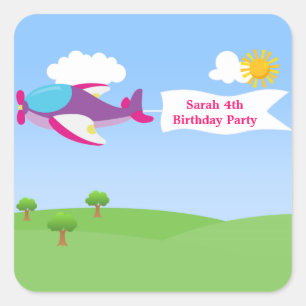 Chica de pancartas de avión Pegatinas del partido 