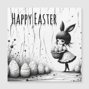 Chica de Pascua en blanco y negro con orejas de co