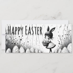 Chica de Pascua en blanco y negro con orejas de co
