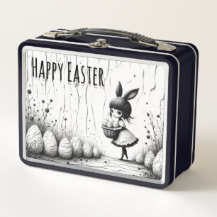 Chica de Pascua en blanco y negro con orejas de co