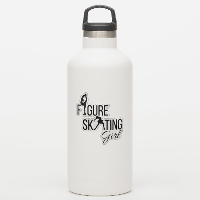 chica de patinaje artístico pegatina personalizado (Botella de agua)