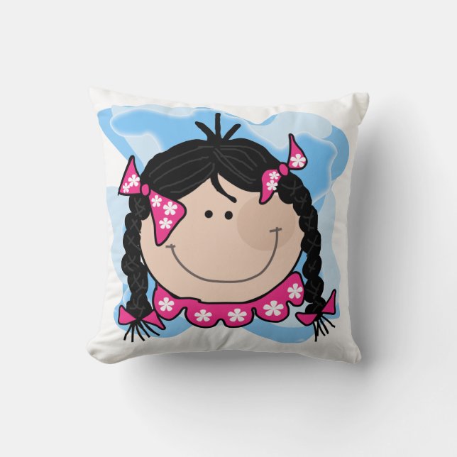 Chica de pelo negro con almohada de trenzas (Anverso)