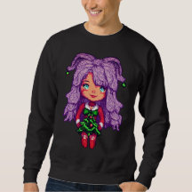 Chica de pelo púrpura de sudadera