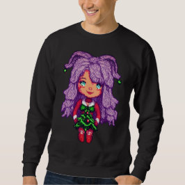 Chica de pelo púrpura de sudadera