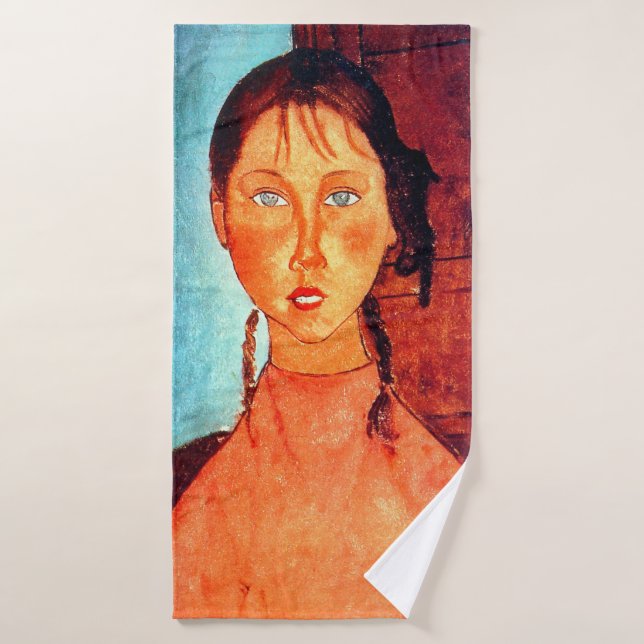 Chica de Pigtails, Modigliani (Toalla de baño)