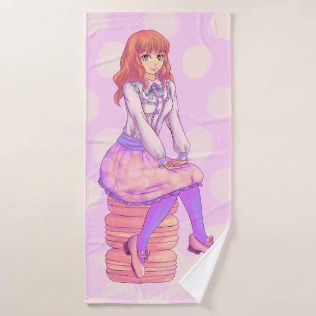 Chica de Pink Macaron (Toalla de baño)