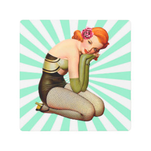 chica de pintura con rosa Poster