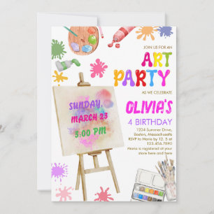 Chica de pintura Fiesta de arte Invitación al cump