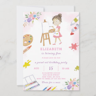 Chica de pintura Invitación de cumpleaños