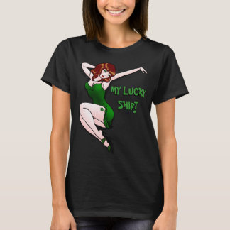 Chica de Pinup Shirt Lucky Irish Pinup Camisetas