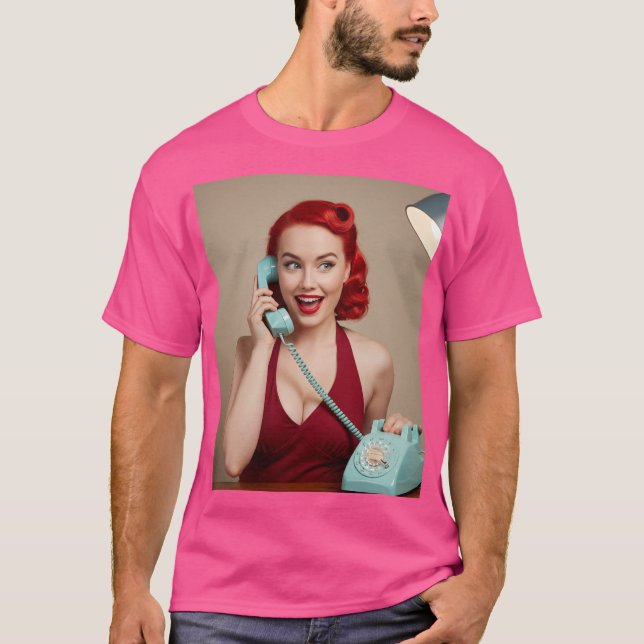 Chica De Pinzas En La Camiseta De Teléfono (Anverso)