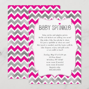 Chica de Plata Rosa Caliente Baby Invitaciones par