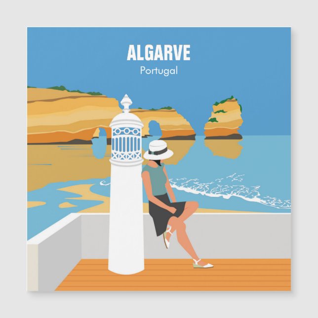 Chica de playa Algarve viaje estilo vintage (Anverso)