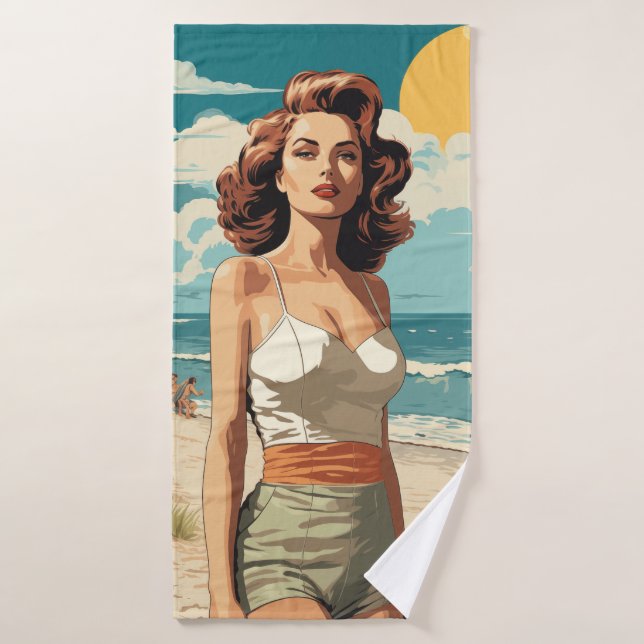 chica de playa de 1950 (Toalla de baño)