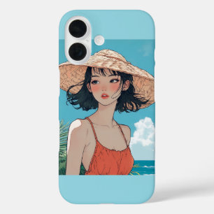 Chica de playa de verano Anime iPhone 16 Funda