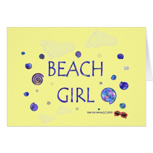 Chica de playa - Footprints & Swirls 2 - Tarjeta (Anverso (Horizontal))