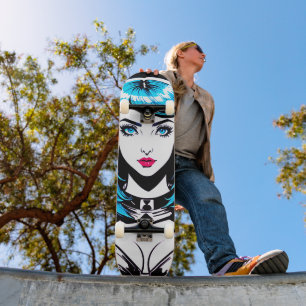 Chica de Pop Art Anime Tabla de Skate de Cómic