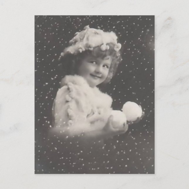 Chica de postales de Navidad con bolas de nieve (Anverso)
