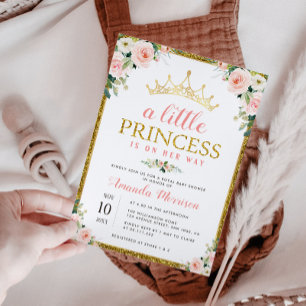 chica de princesa pequeña invitación a ducha de be