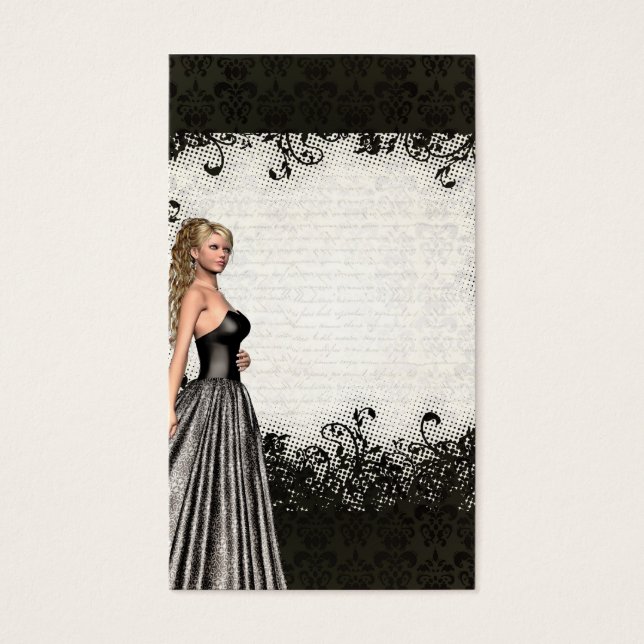 Chica de prom con vestido negro (Frente)