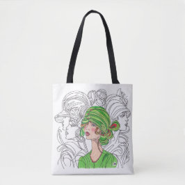 Chica de prueba verde de bolsa de té