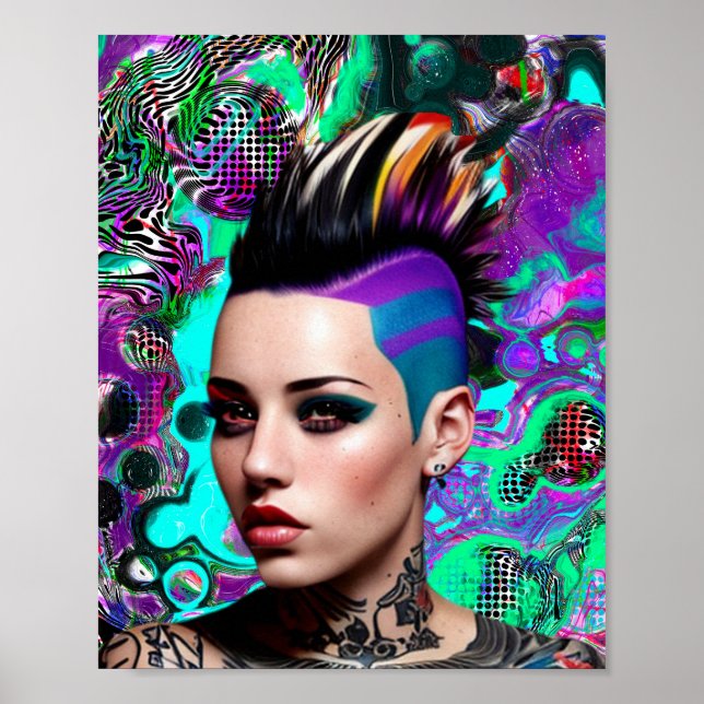 Chica de Punk de Mohawk Resumen arte (Frente)