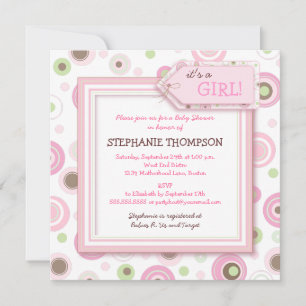 Chica de puntos rosas felices invitación a Baby Sh