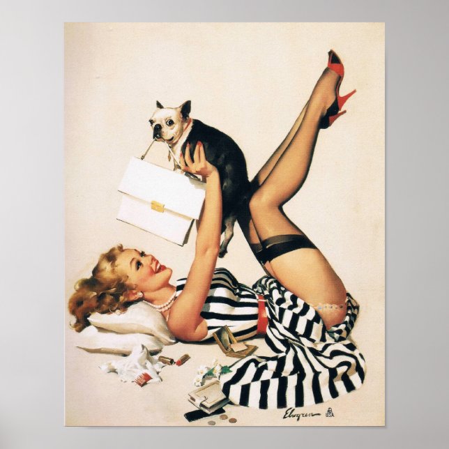 Chica de Puppy Lover Pin-up - Arte Retro Pinup (Frente)