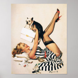 Chica de Puppy Lover Pin-up - Arte Retro Pinup