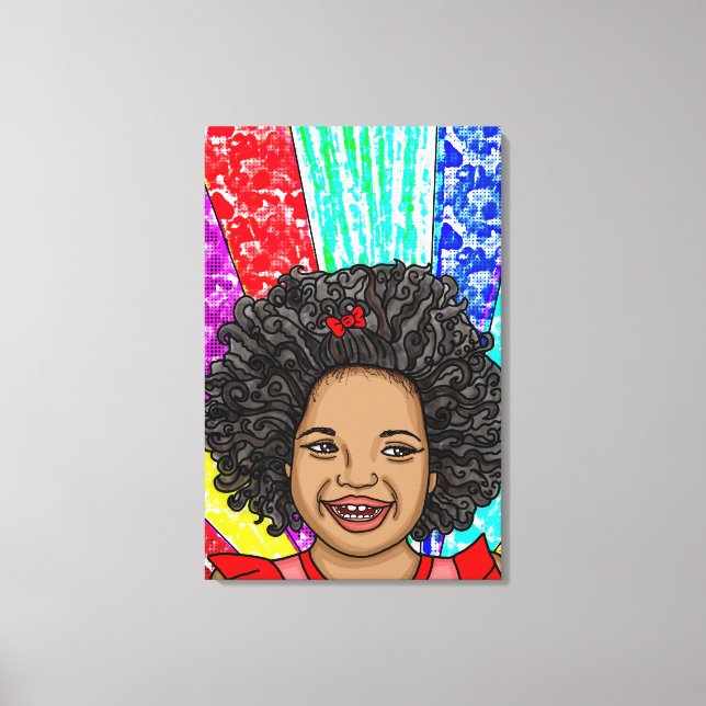 Chica de risas del arte pop de Happy Curls (Anverso)
