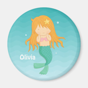 Chica de Sirena Cuta, imán personalizado para niño